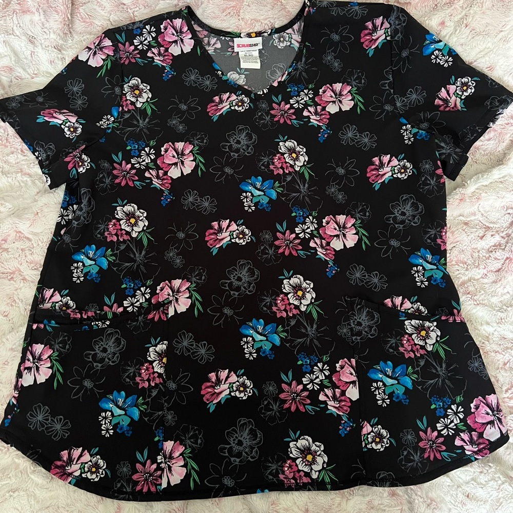 SCRUBSTARS:Healthcare Nursing Scrubs:Spring Cool Dry Wick Top XL